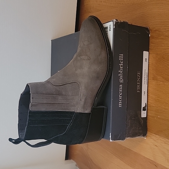MORENA GABRIELLI GRAY BLACK ANTHROPOLOGIE BOOTS BOOTIES 39 9 SHOES TONY - Picture 6 of 9